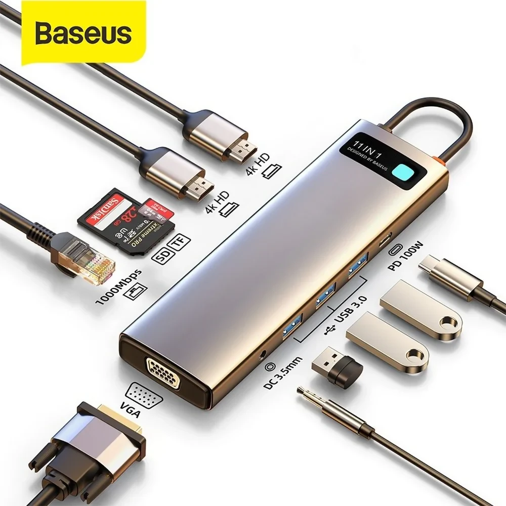 Baseus Metal Gleam Series 11-In-1 Multifunctional Type-C HUB