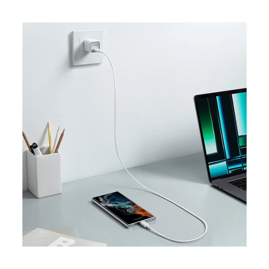 Anker 322 USB Type-C Male to Male, 1.8 Meter, White Charging & Data Cable #A81F6H21 Thumbnail