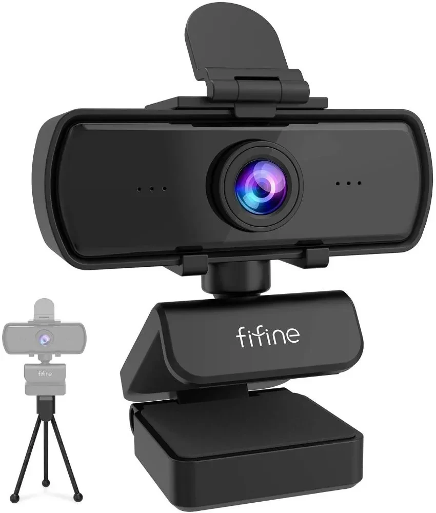 Fifine K420 Webcam 1440P, 2K Web Camera With Privacy Cover & Tripod For Laptop Desktop, Plug & Play 4MP HD USB Webcam With Built-In Mic For Live Streaming, Zoom Meeting, Online Class, Video Calling