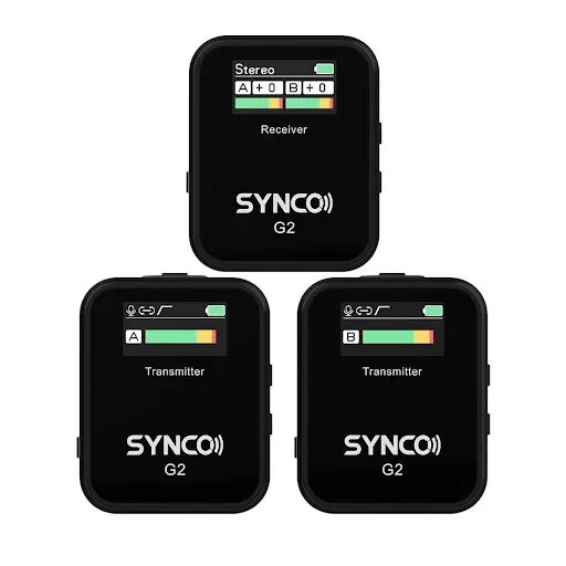 Synco G2 (A2) Wireless Condenser Microphone System with Lavalier Mic, Real-Time Monitoring & 70M Transmission for Smartphone & DSLR Camera