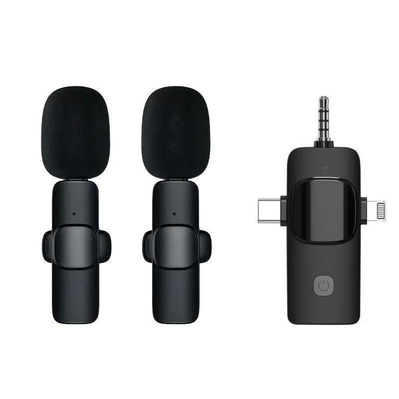 New PD128 3 In 1 Receiver Dual Mic Lavalier Wireless Microphone For Smart Phone Laptop Camera