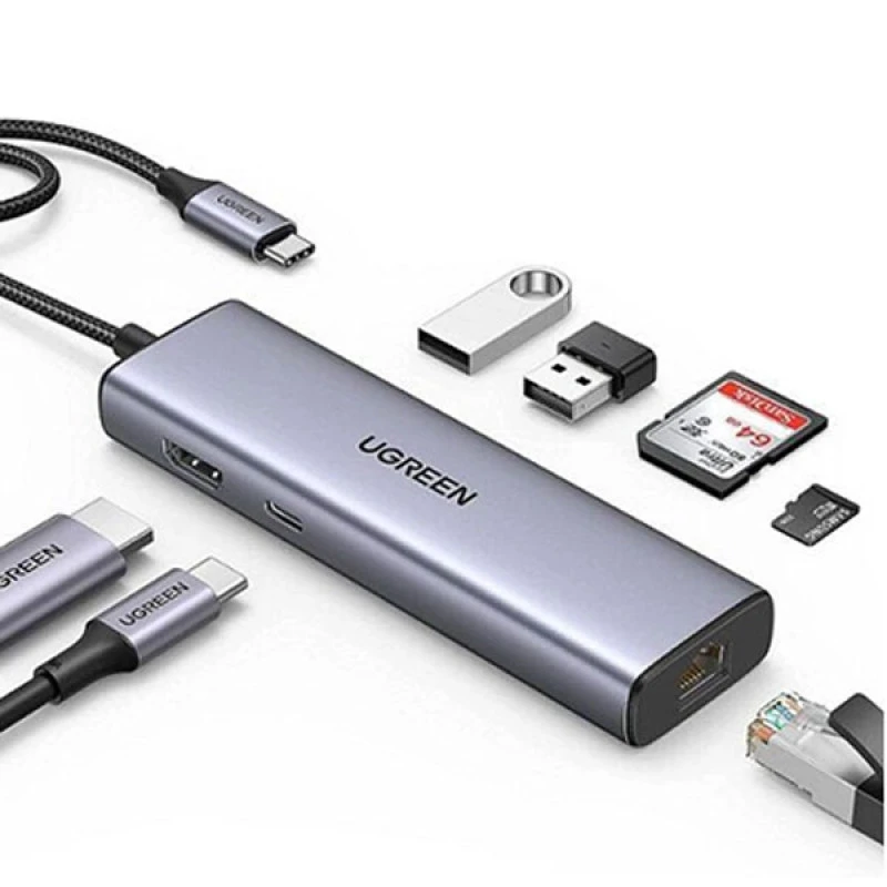 Ugreen CM512 (90568) USB-C 7-in-1 Multifunction Adapter with 4K HDMI & Ethernet