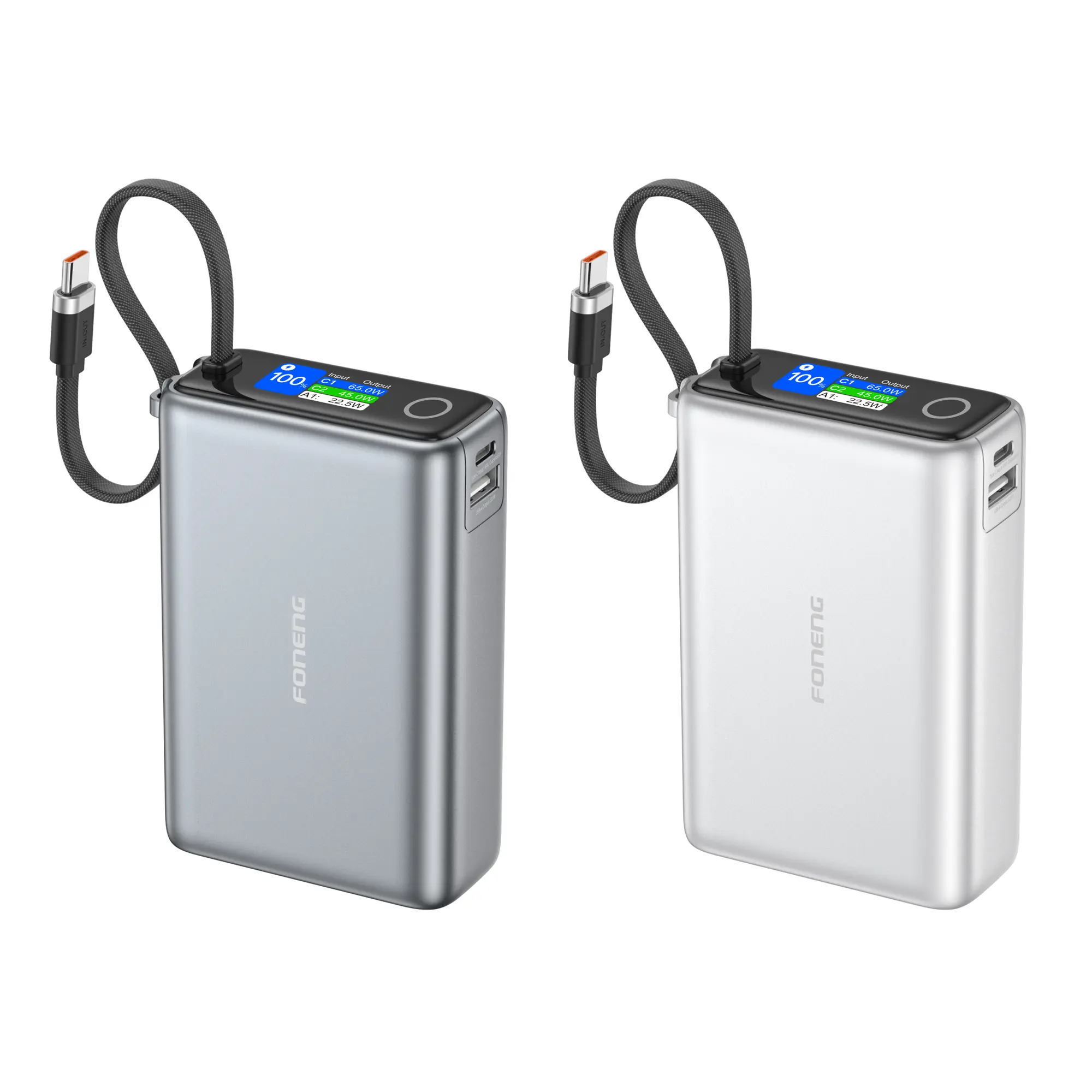 Foneng (PX132) 20000mah Color Display Power Bank (65W & 3 Outputs)