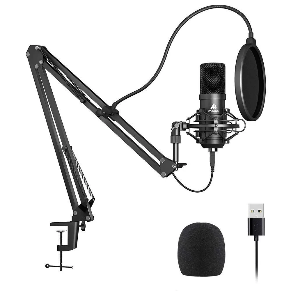 Maono AU-A04 USB Microphone Combo Setup, Plug & Play USB Cardioid Podcast Condenser Microphone with Professional Sound Chipset for PC Karaoke, YouTube, Gaming Recording