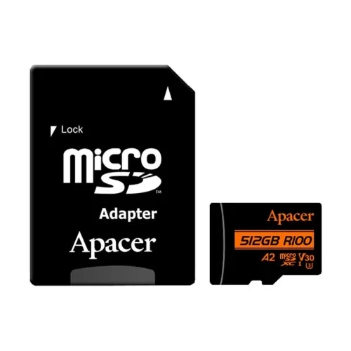 Apacer R100 MicroSDXC UHS-I U3 V30 A2 512GB Class-10 Memory Card With Adapter