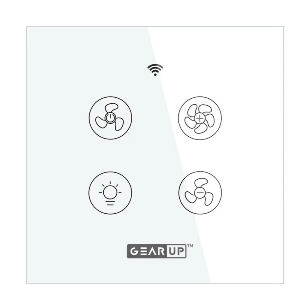 GearUP Wifi Ceiling Fan Speed Controller + Light Switch Works with TUYA & Smart Life Mobile App - White (Remote NOT Included)