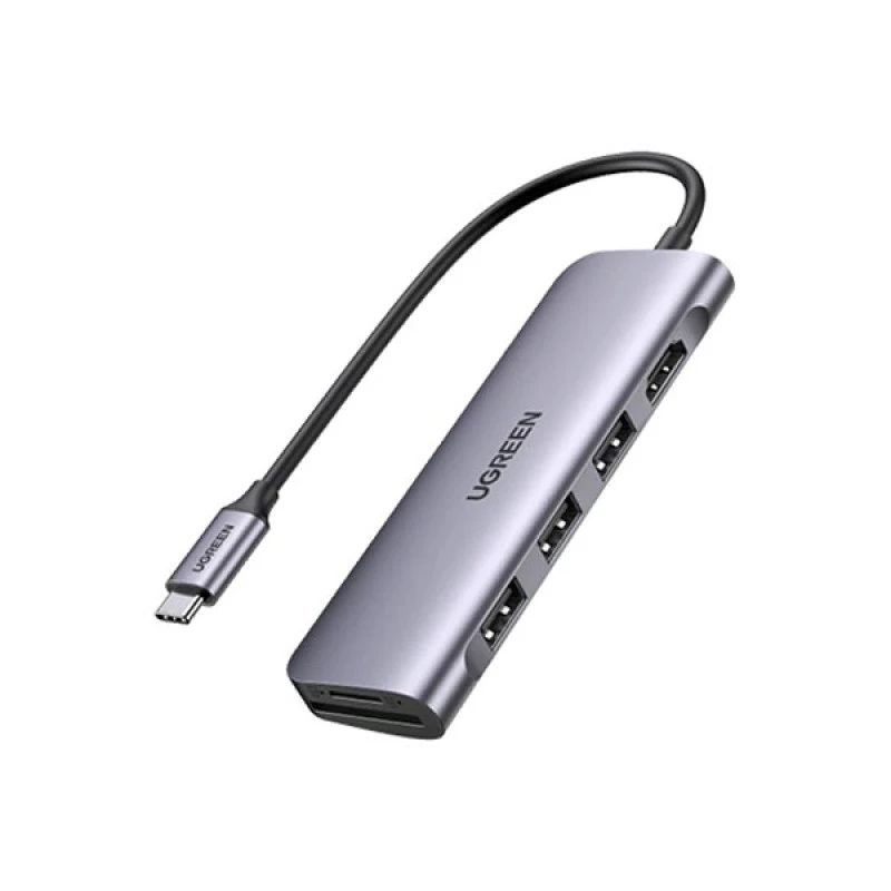 Ugreen CM195 (70411) (6-in-1) USB-C to 2 Ports USB3.0-A Hub + HDMI + TF/SD Hub