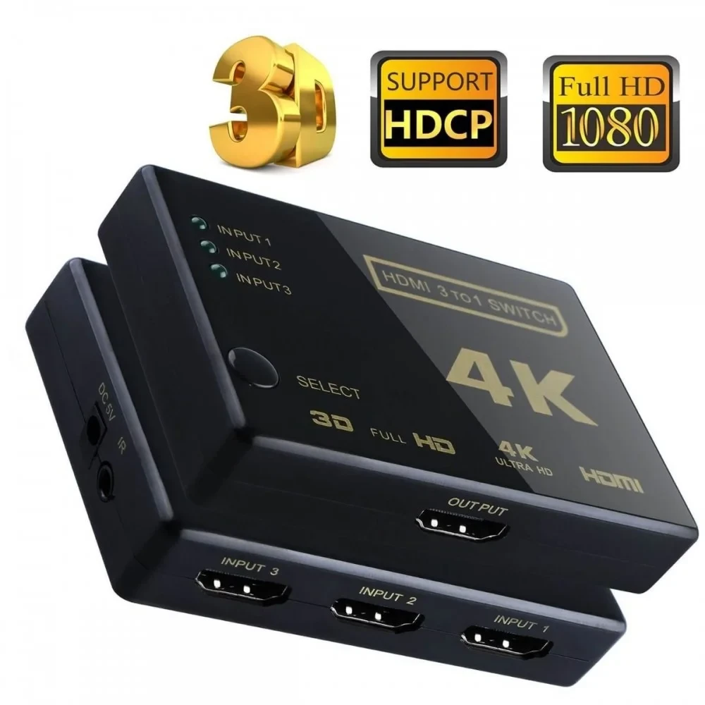 4K HDMI Switch With Remote Control (3 Input 1 Output)