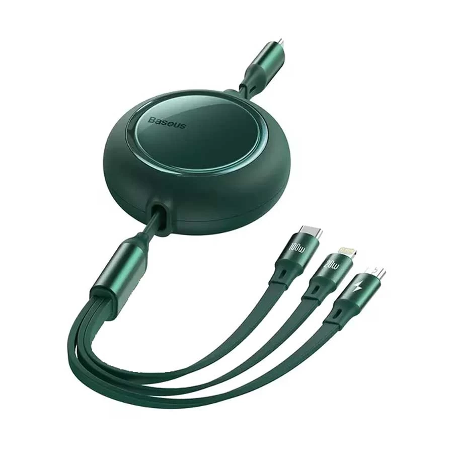 Baseus Bright Mirror 100W 3 In 1 Retractable Data Cable Type-C to Micro+Lightning+Type-C