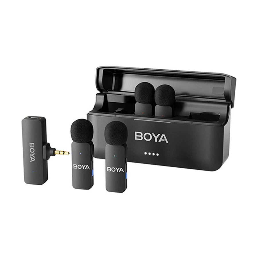 Boya BY-V4 4-Channel Noise Cancellation Mini Wireless Microphone with 3.5mm Converter