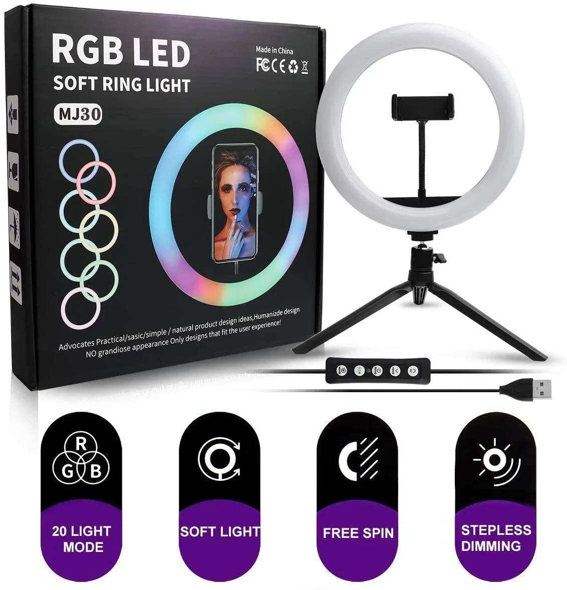 MJ30 13 Inch RGB LED Soft Ring Light in Bangladesh