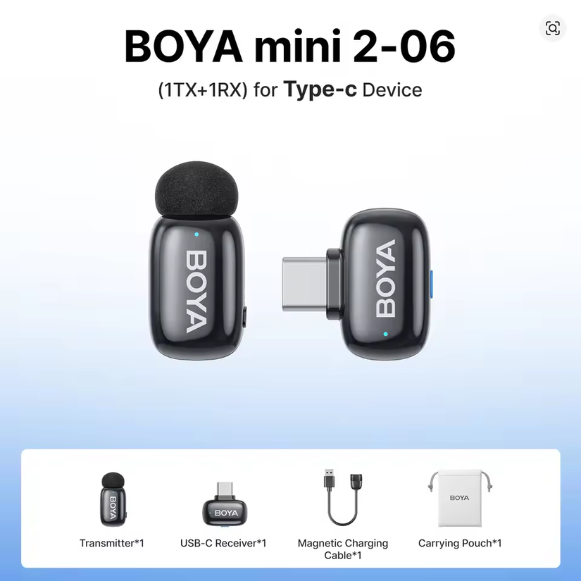 Boya Mini 2-06 AI Noise Cancellation Super Mini Wireless Microphone for Type-C Device