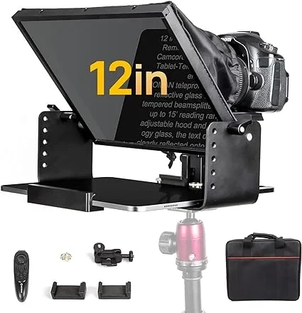 Moman MT12 Metal Prompter Kit for 12.9-inch iPad Tablets with APP Remote Control for DSLR Camera, Camcorder, Smartphone, and Tablet