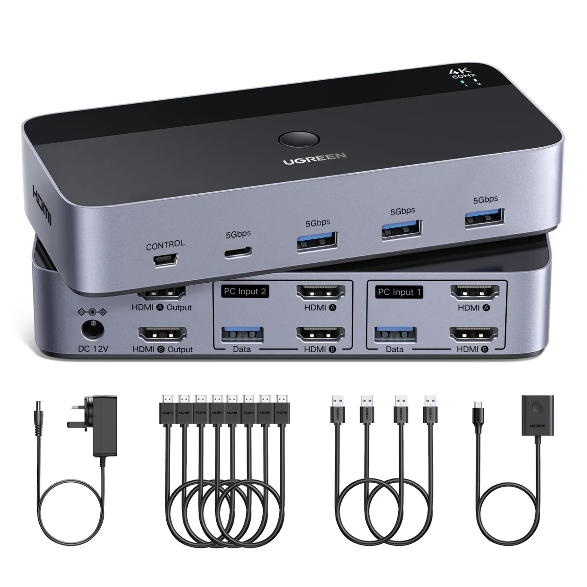 Ugreen AK500 (55455) HDMI Dual Monitor KVM Switch 2 In 2 Out