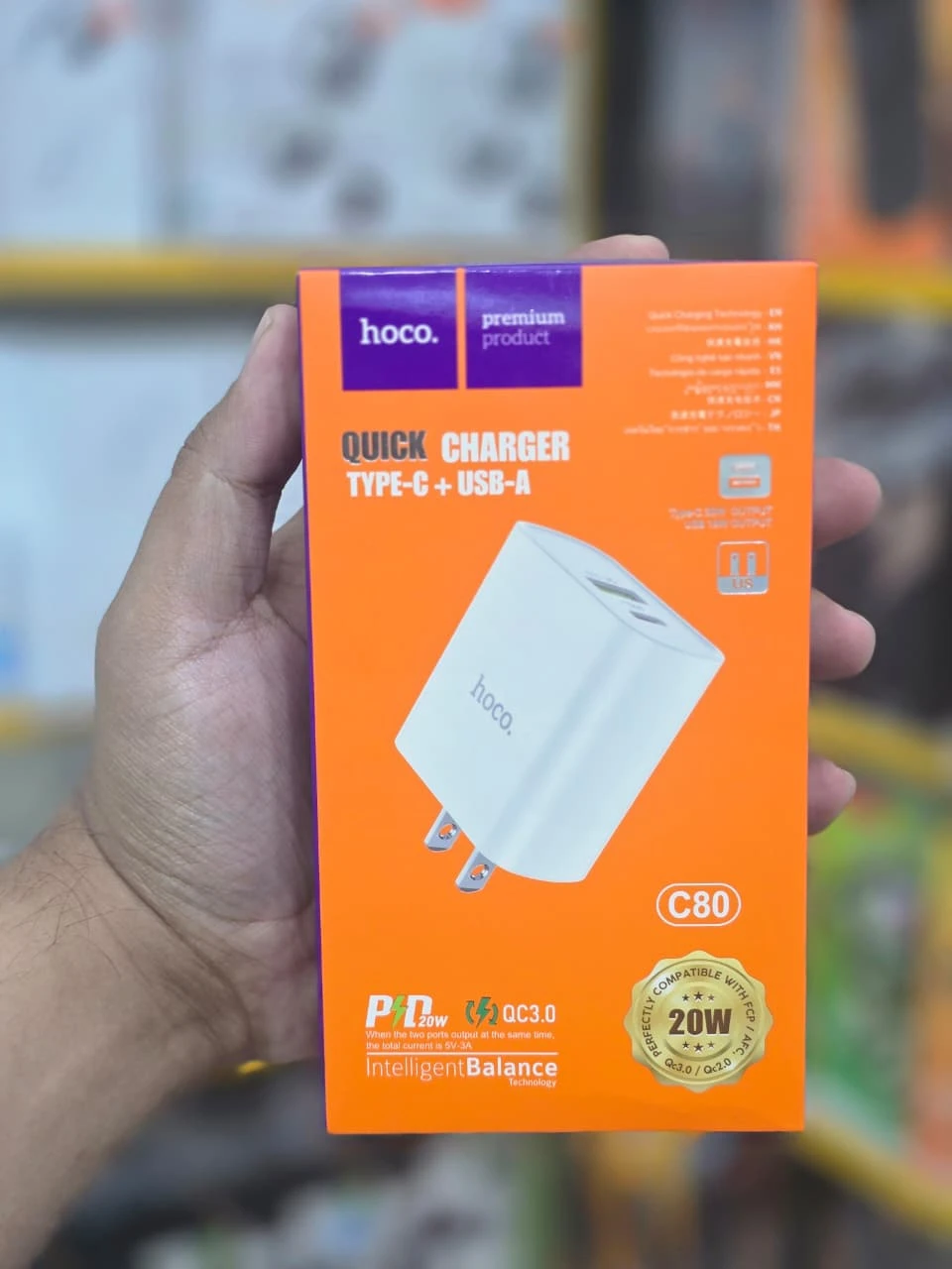 Hoco C80 Fast Charger 18W Dual Port Adapter with Cable