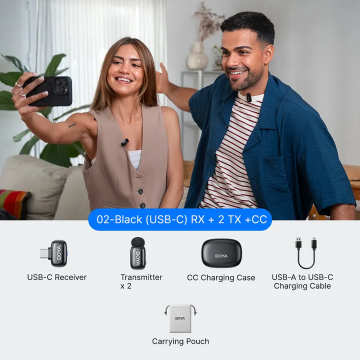 Boya Mini 2-02 AI Noise Cancellation Super Mini Wireless Microphone