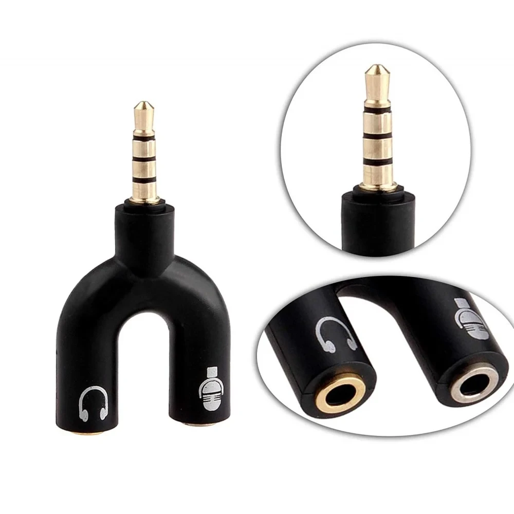 U Shape Converter 3.5mm Audio Splitter For Headphone And Microphone