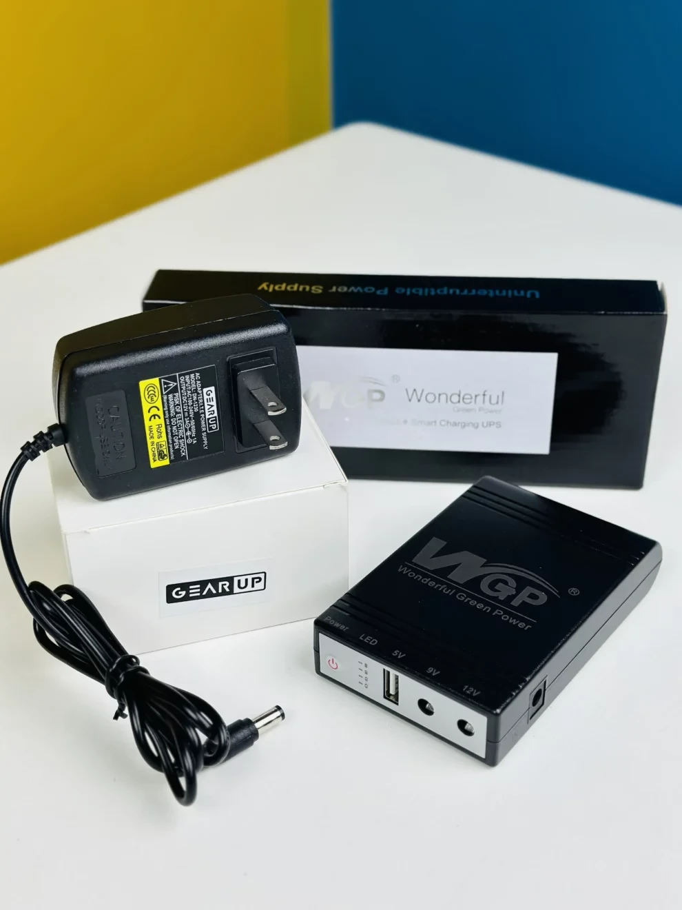 WGP Mini UPS (8800mAh) 5V/9V/12V With GearUP 12V/3A Adapter Combo Pack - Backup up to 8 Hours