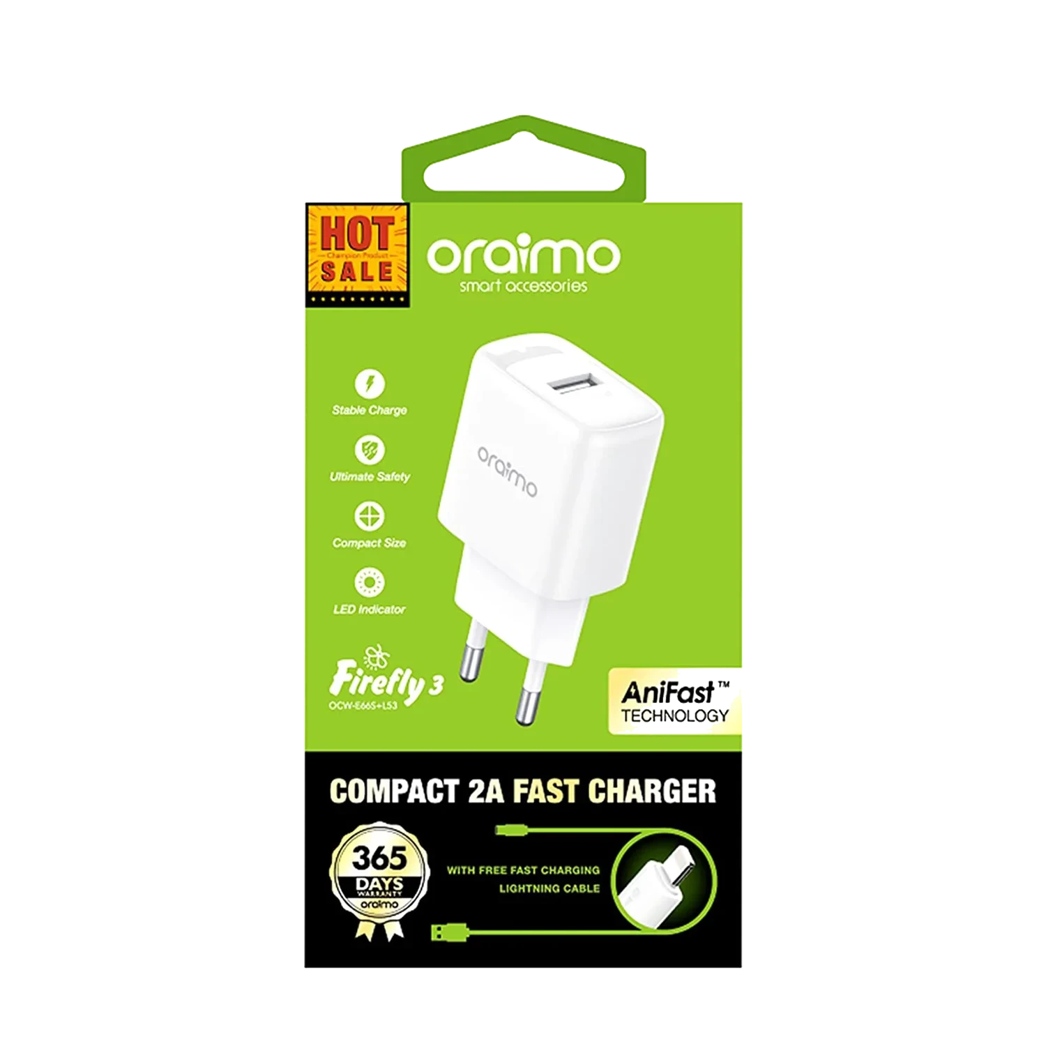 Oraimo 2A Firefly 3 OCW-E66S+C53 Type-C Charger