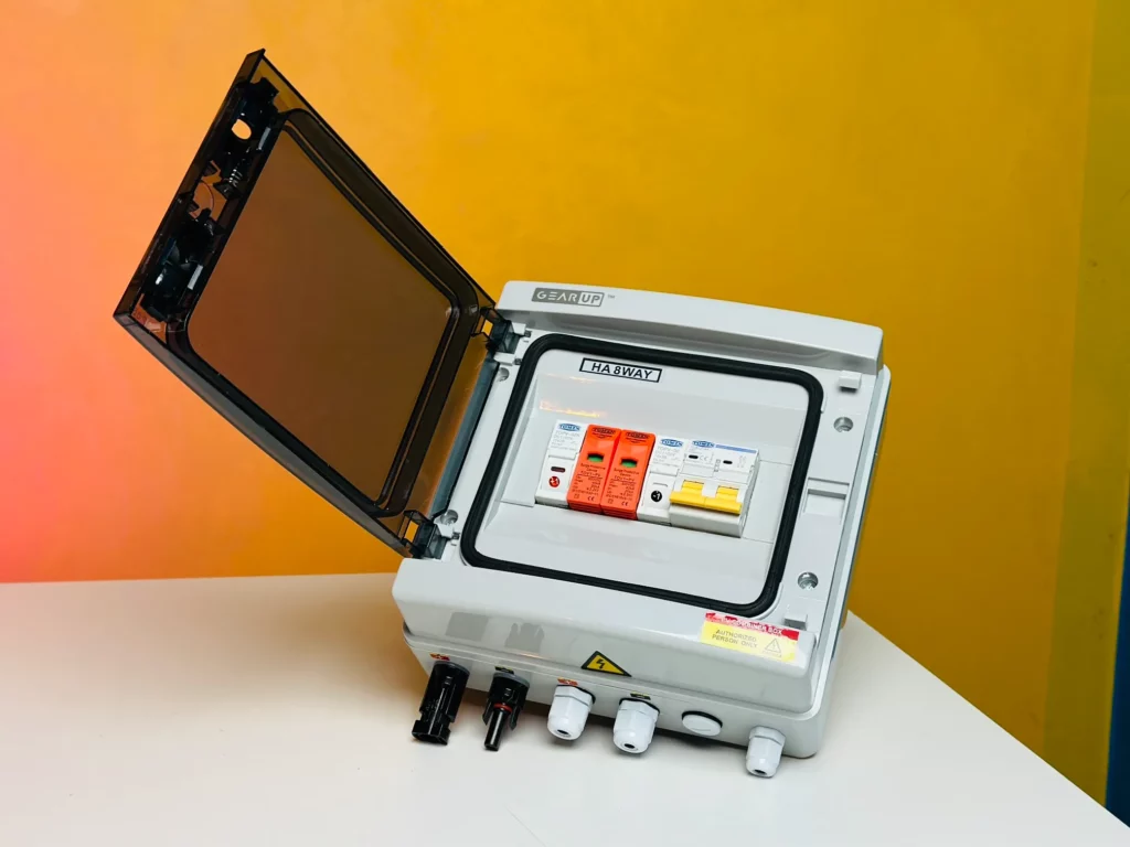GearUP 8-Way DC PV Combiner Box with MCB, Fuse & SPD