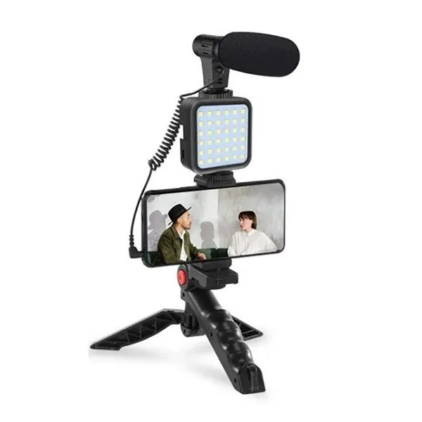 AY-49 Video Vlogger Kits With Microphone & LED Fill Light Mini Tripod