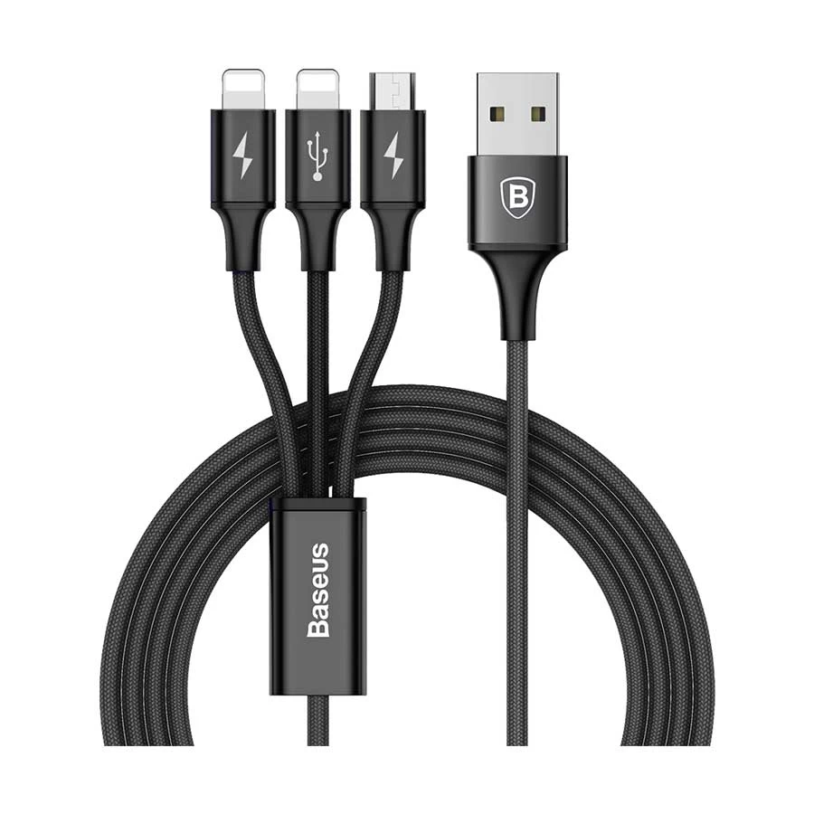 Baseus Rapid Series 3-in-1 Micro+Dual Lightning 3A Cable 1.2 M