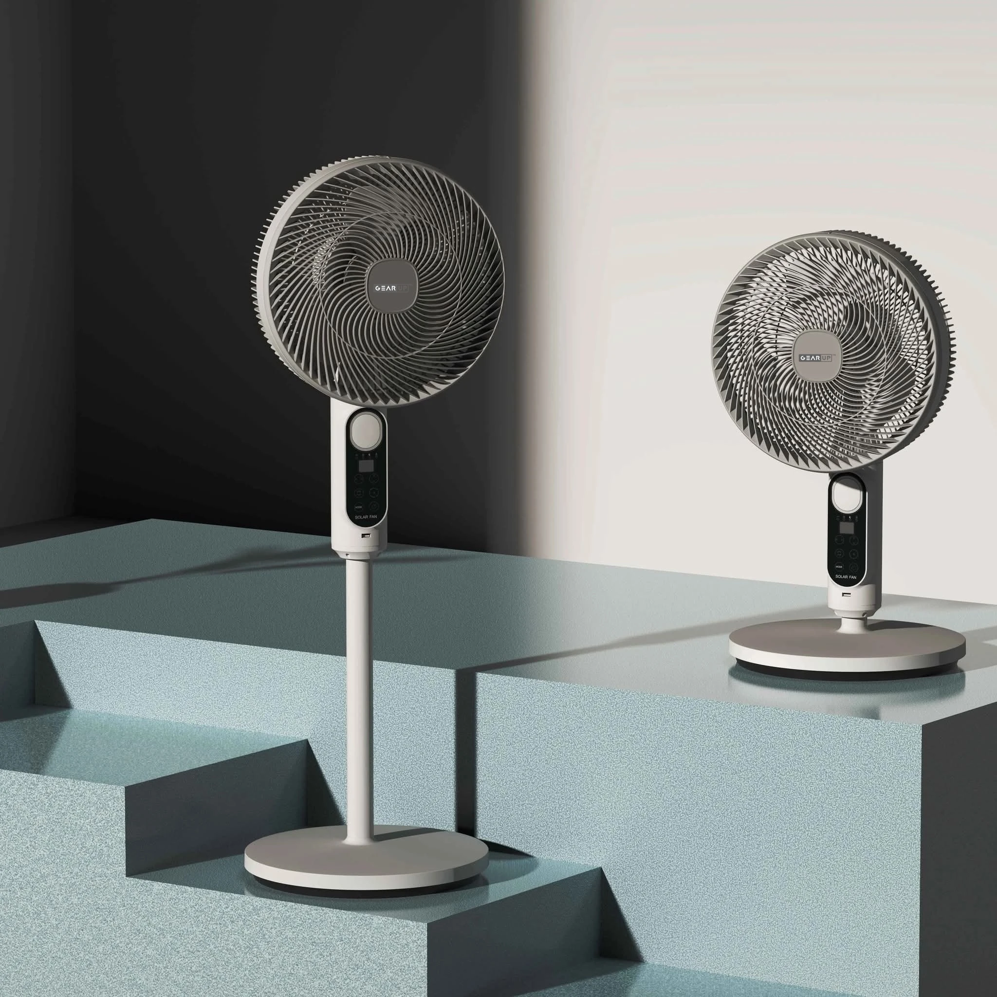 GearUP Premium Series Rechargeable BLDC Solar Stand Fan (AC+DC) - 25W Solar Panel Included