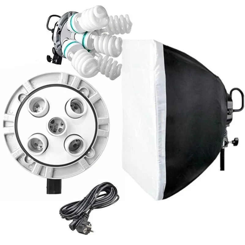 Godox TL-5 5-in-1 Bulb Head Multi-Holder with Tricolor Light and 60x60cm Softbox for Camera Photography