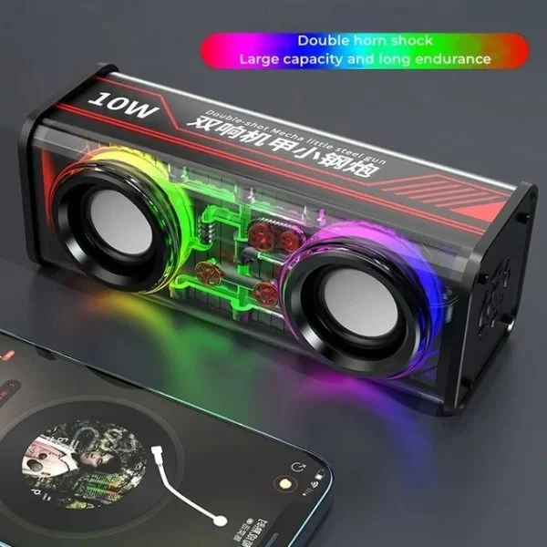 Mecha A88 10W Dual Speaker Transparent RGB Bluetooth Speaker